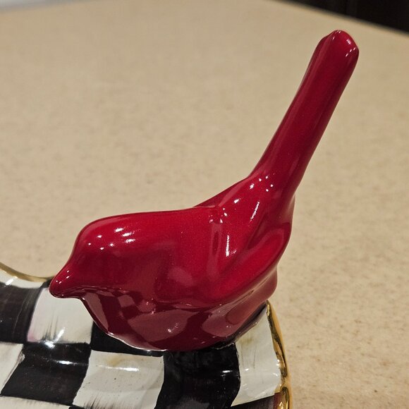 MACKENZIE CHILDS CARDINAL COURTLY CHECK AURORA CERAMIC TRAY RING HOLDER DISH - Picture 8 of 13